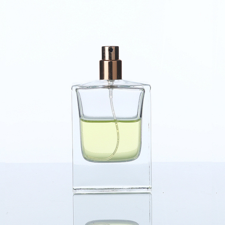 Empty 50ml Perfume Spray Atomizer Bottle Transparent Square Fine Processing